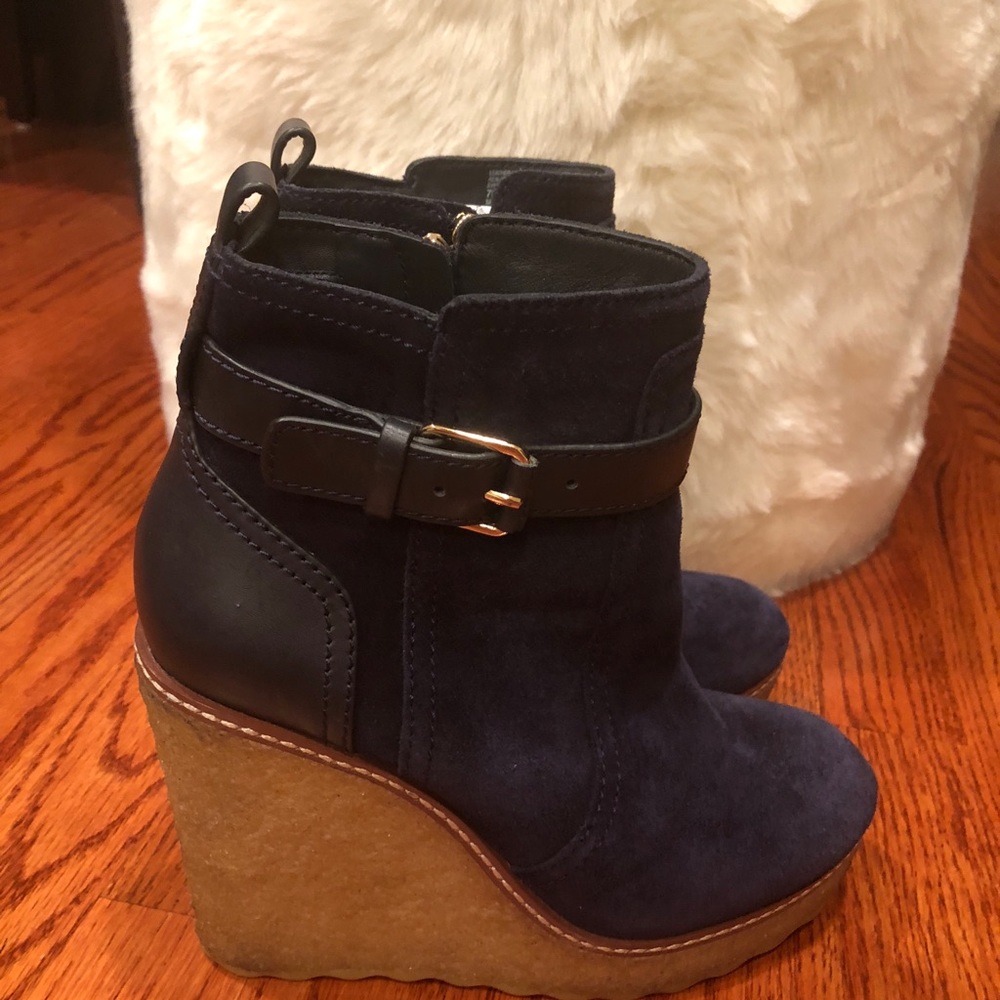Tory Burch Suede Blue Wedge Boots size 7 - Picture 2 of 8